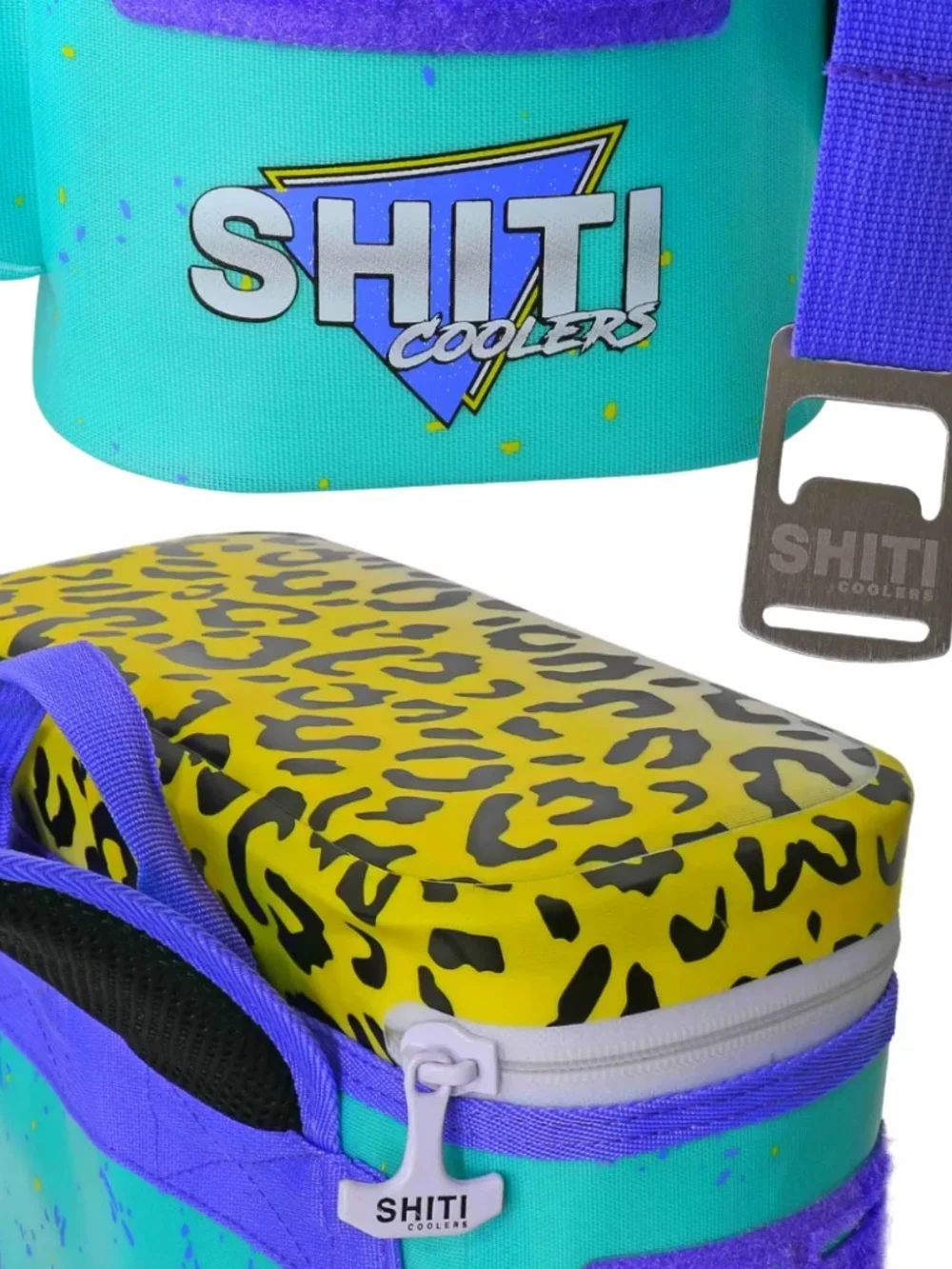 SHITI Coolers Teal Leopard Print Beach Cooler Backpack